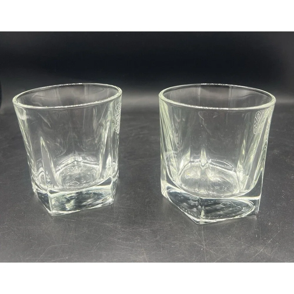 VTG Libbey Duratuff Dewar’s Scotch Whisky Lowball Rocks Glasses Set of 2 Etched